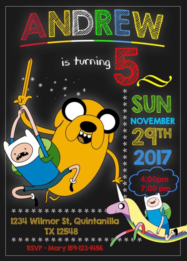 Adventure Time 3 Birthday Invitation