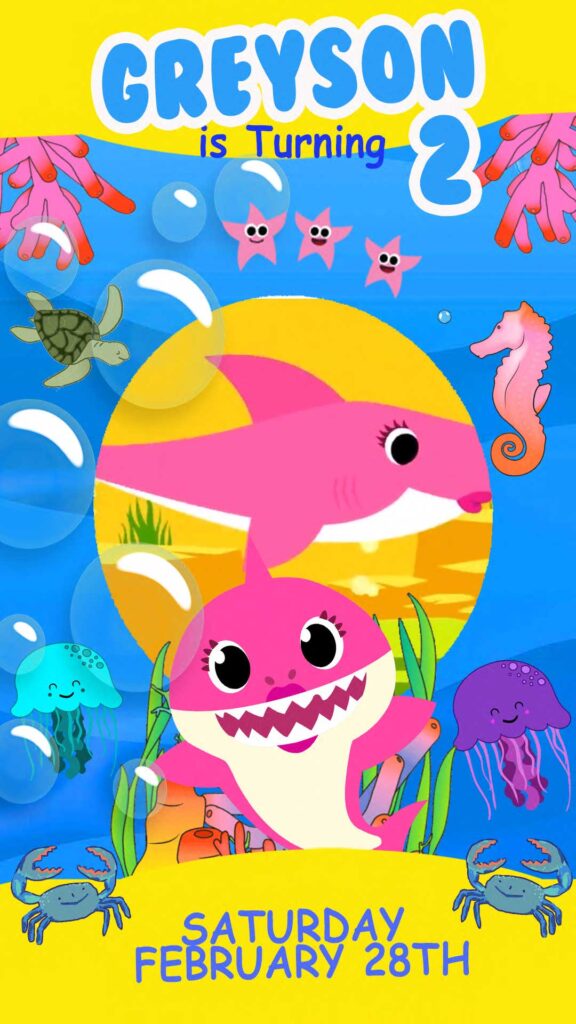 Baby Shark Animated Video Birthday Invitation - oscarsitosroom