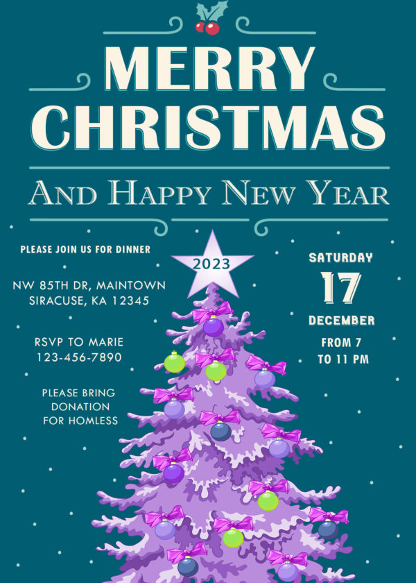 Merry Christmas and Happy New Year 2023 Invitation
