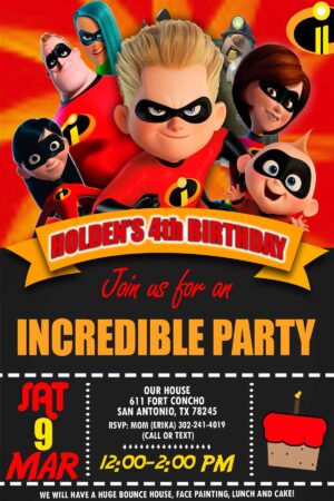 The Incredibles 2 Digital Printable Birthday Party Invitation