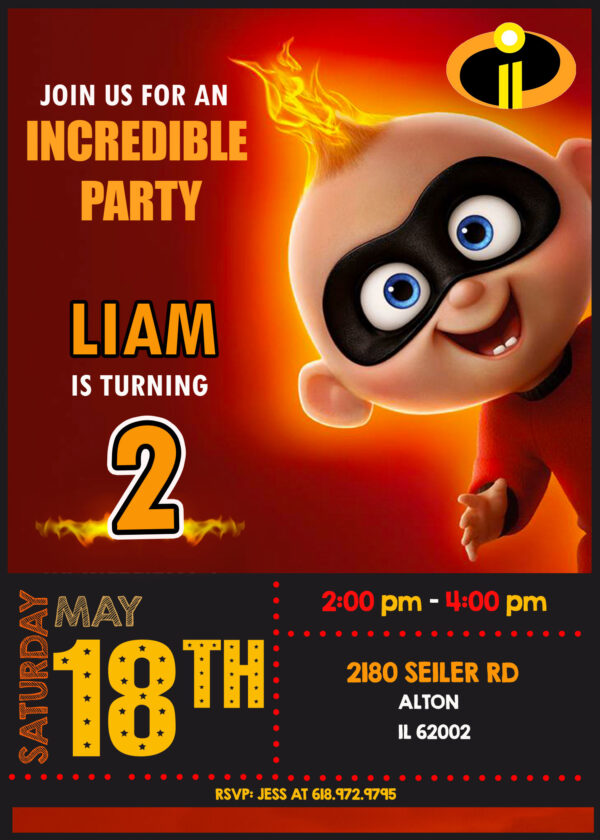 The Incredibles 2 Baby Jack Birthday Invitation