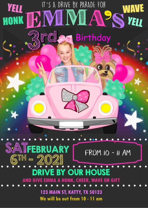Jojo Siwa Drive By Parade Birthday invitation