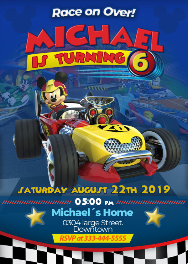 Amazing Mickey and the Roadster Racers Birthday Invitation