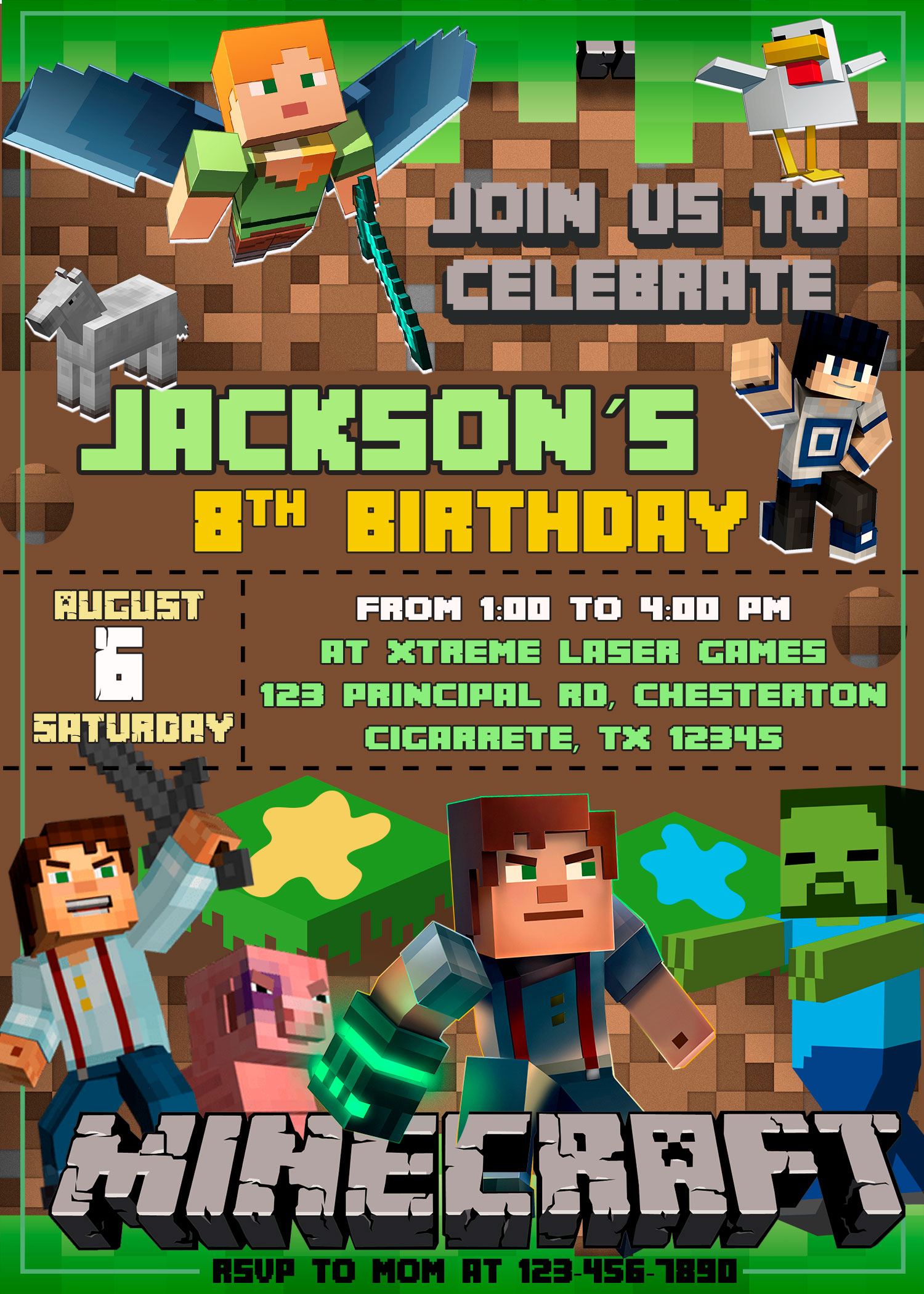 Invitación de cumpleaños de Minecraft