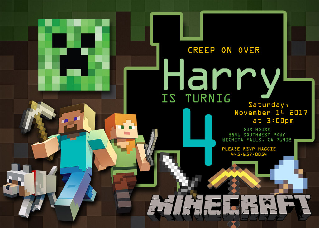 Minecraft Birthday Card Invitations - Craft Your Perfect Party