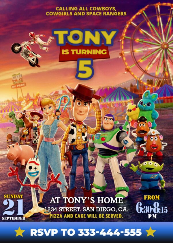 Funny Toy Story Invitation Birthday at Carousel Park