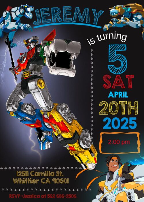 Voltron Birthday Invitation