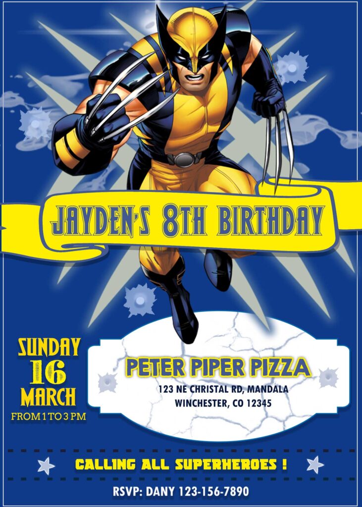 Xmen Wolverine Birthday Invitation