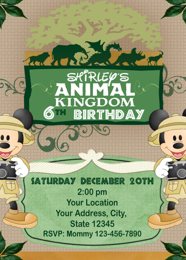 Disney Animal Kingdom Birthday Invitation
