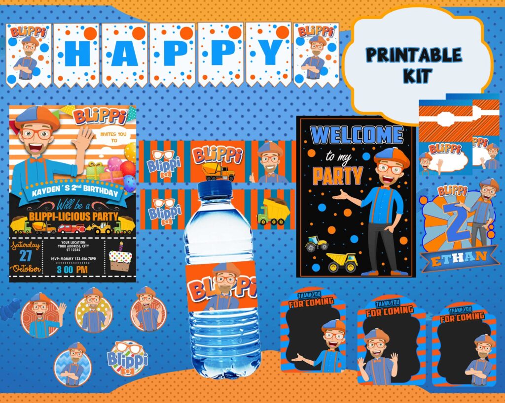 Blippi DIGITAL Birthday Bundle, Blippi Party Bundle, Party Pack - YOU PRINT