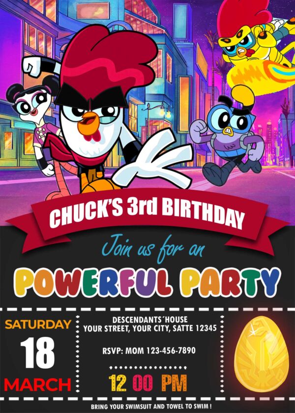 Chuck Chicken Birthday Invitation