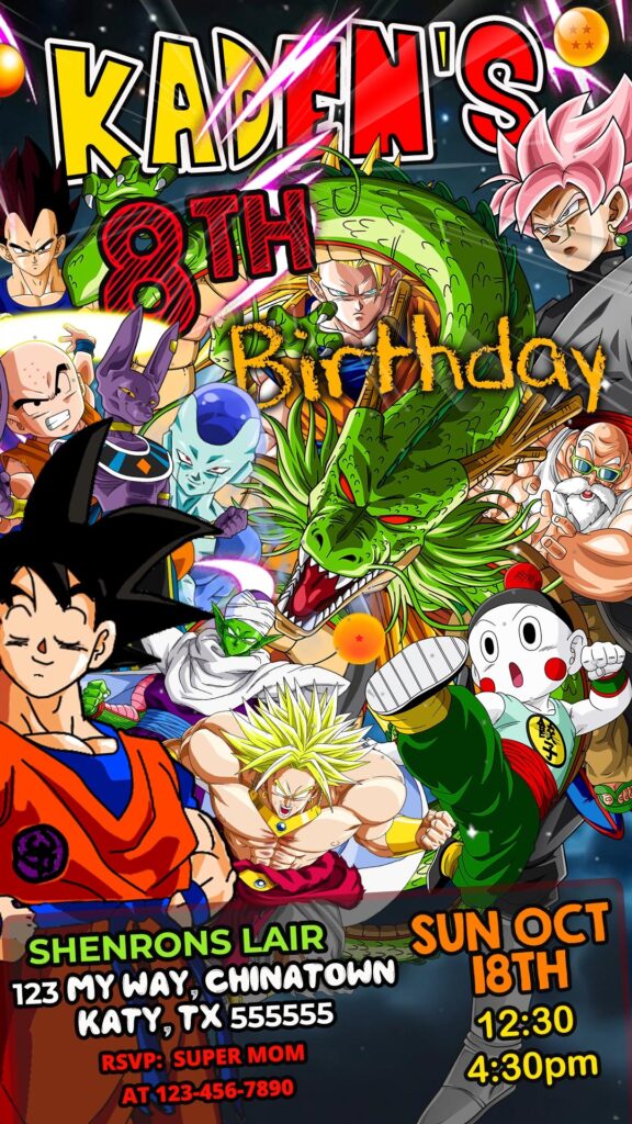 dragon ball birthday invitation