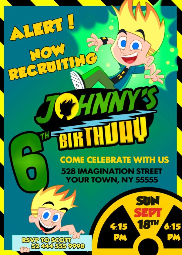 Johnny Test Birthday Invitation