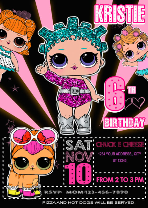 LOL Dolls Surprise Birthday Invitation