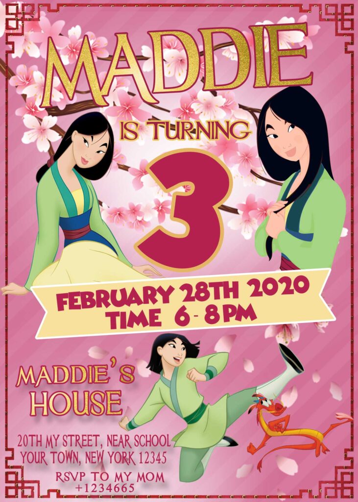 Mulan Birthday Invitation
