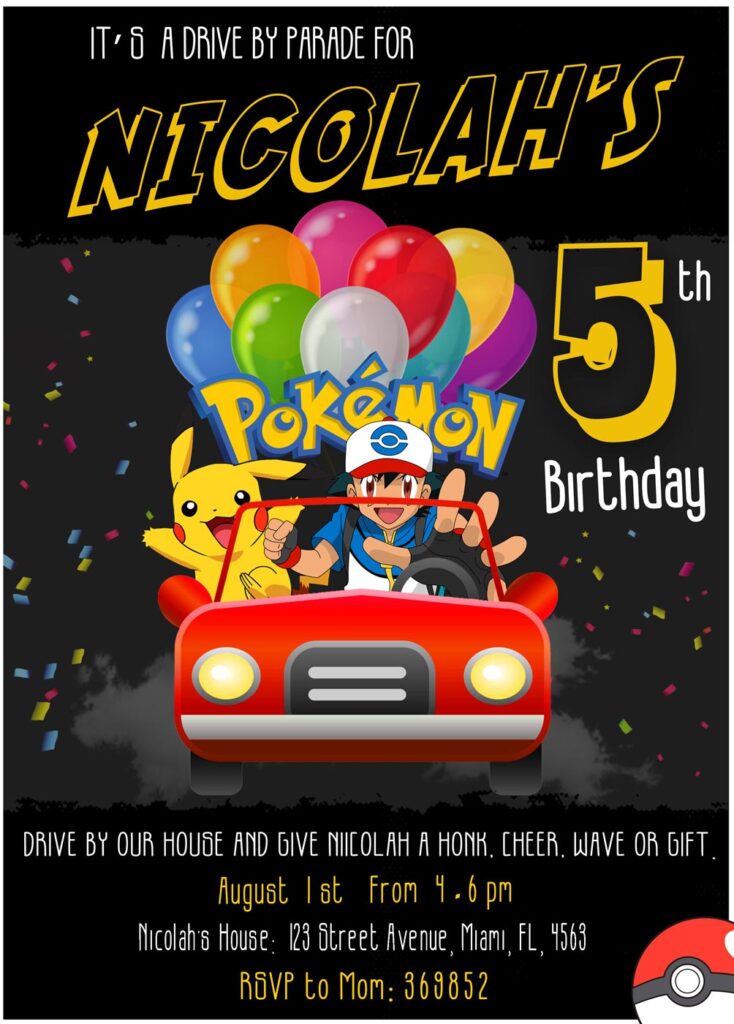 POKEMON DIGITAL PRINTABLE BIRTHDAY PARTY INVITATION