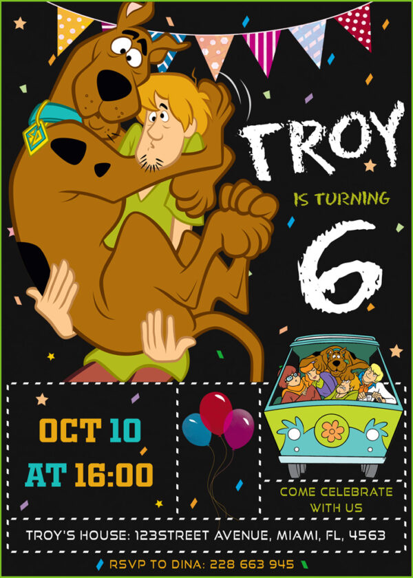 Amazing Scooby Doo Birthday Invitation.