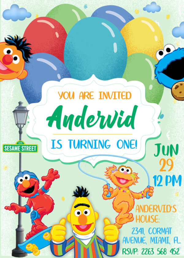 Fantastic Sesame Street Birthday Invitation