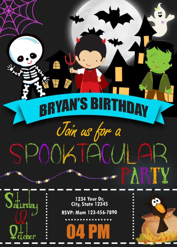 Halloween Spooktacular Costume Birthday Party invitation