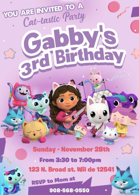 Gabby's Dollhouse Birthday Party invitation
