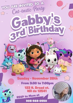 Gabby's Dollhouse Birthday Party invitation