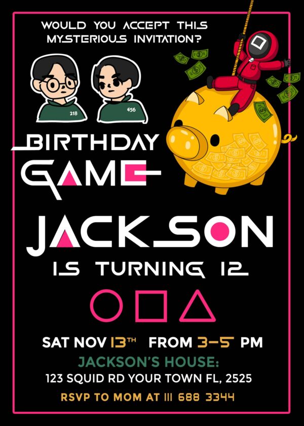 Squid Game Birthday Invitation