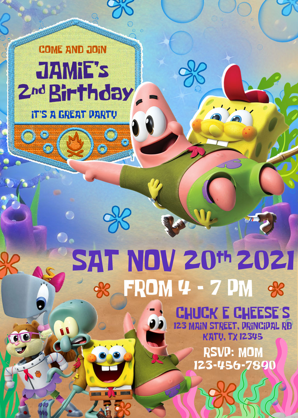 Kamp Koral Spongebobs birthday invitation