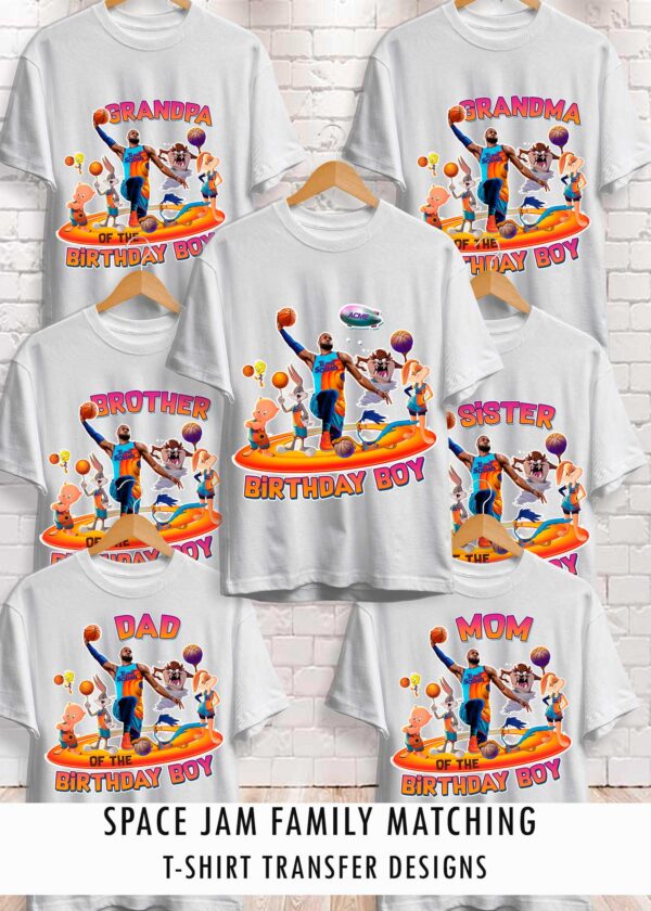 Space Jam Birthday Shirt, Personalized Family Matching Transfer Pack