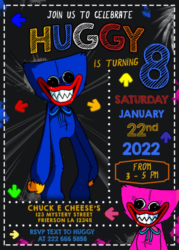 Huggy Wuggy Birthday Invitation