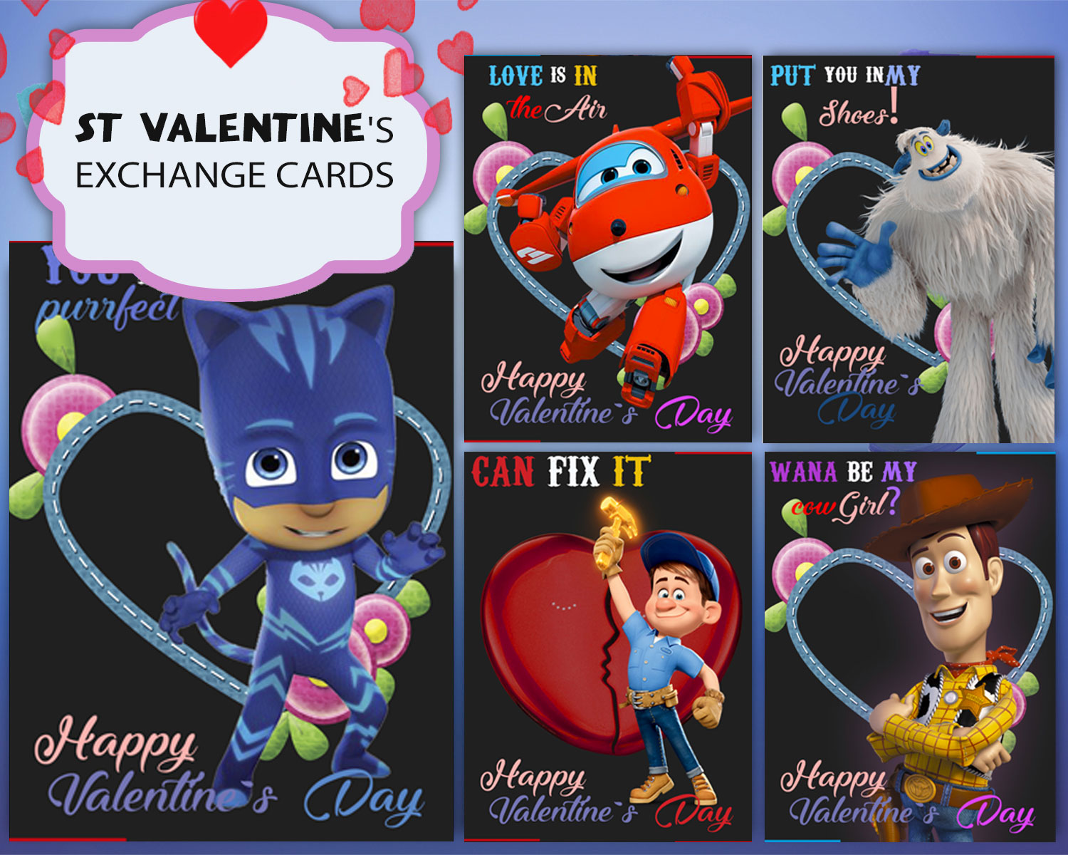 Boy valentines Exchange cards