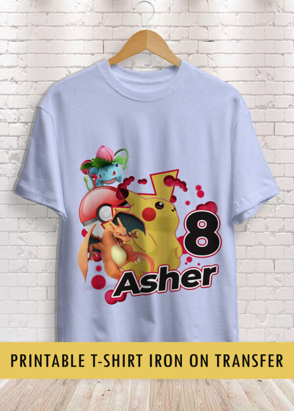 Pikachu Pokémon Birthday Shirt Printable Transfer