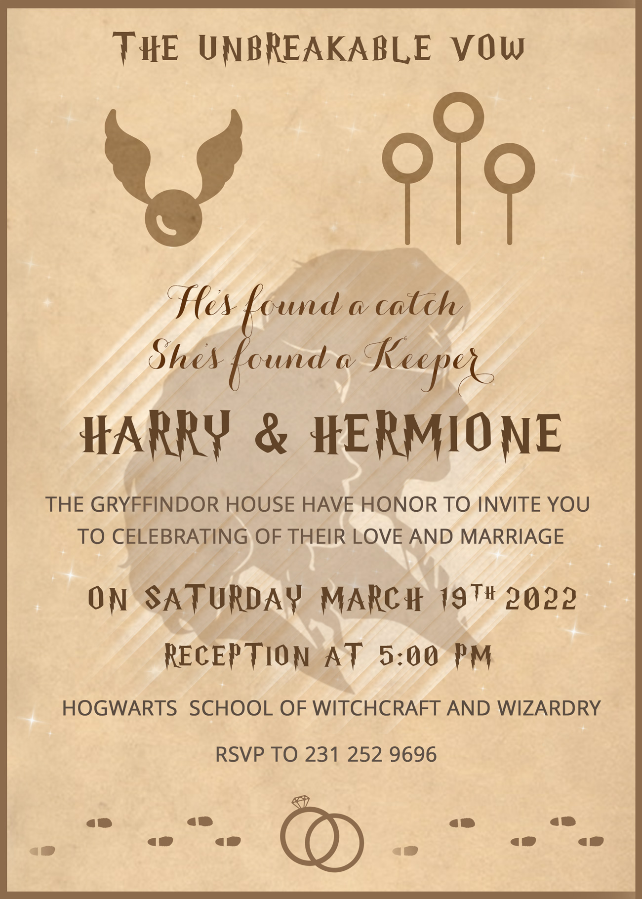 Harry potter wedding invitation