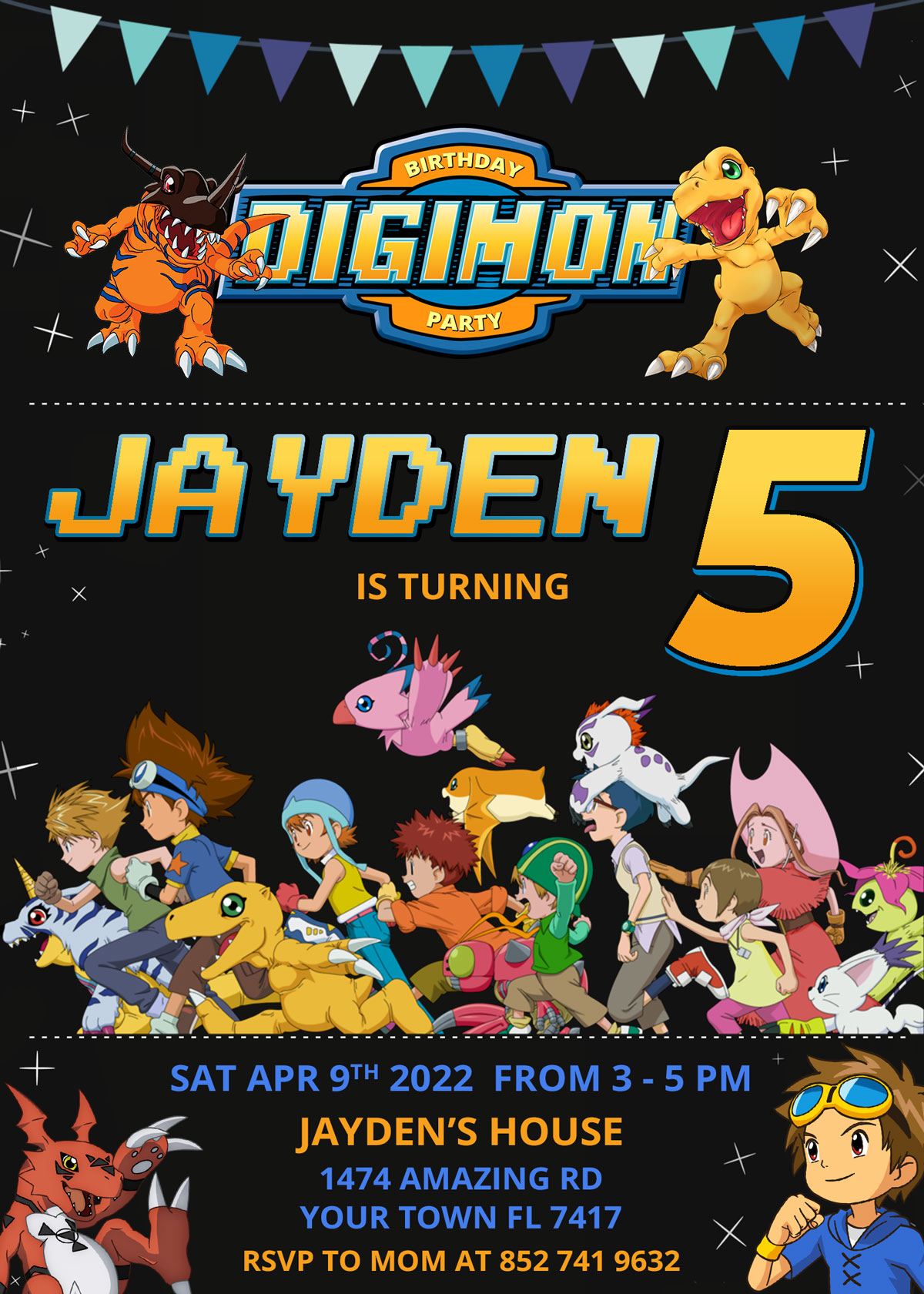 Digimon Birthday Invitation