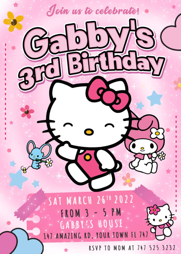 Beautiful Hello Kitty Birthday Invitation