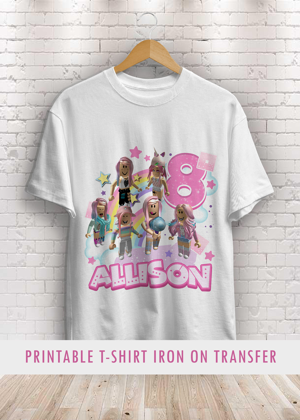 ROBLOX THEME GIRLS PERSONALISED BIRTHDAY T-SHIRT ANY NAME,NUMBER, FONT  COLOUR