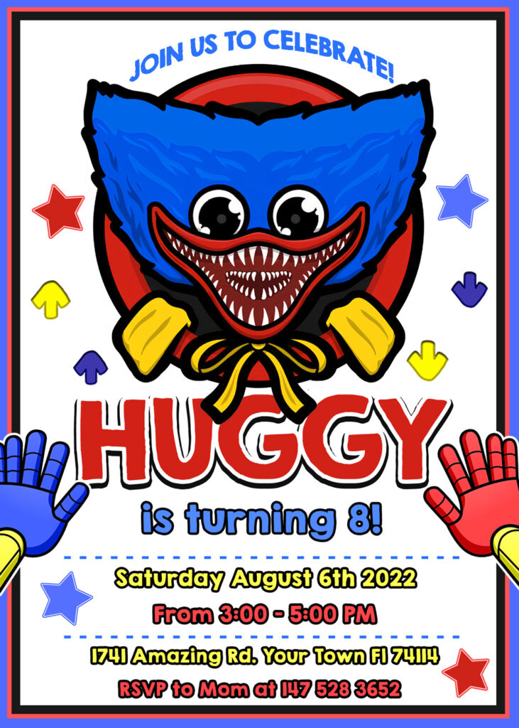 Huggy Wuggy Birthday Party Invitation