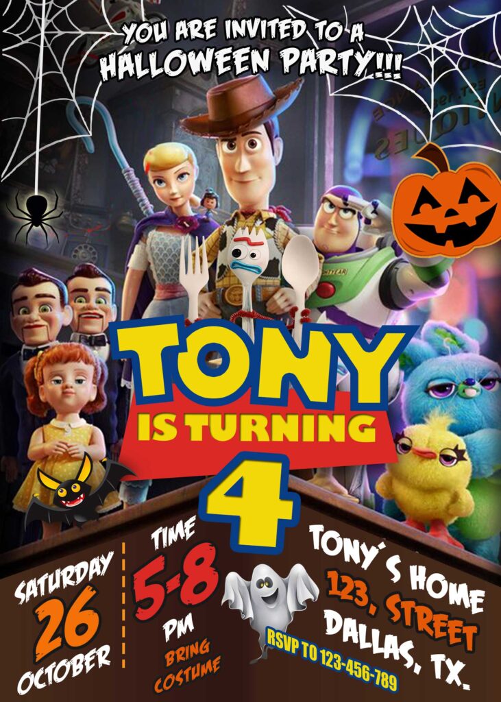 Amazing Toy Story Halloween Birthday Party Invitation