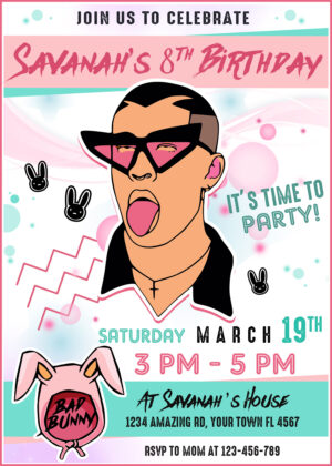 Bad Bunny Birthday Invitation