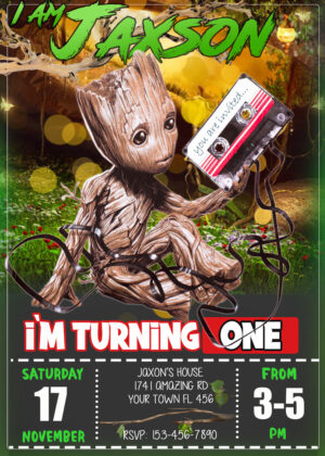 I Am Groot Birthday Invitation
