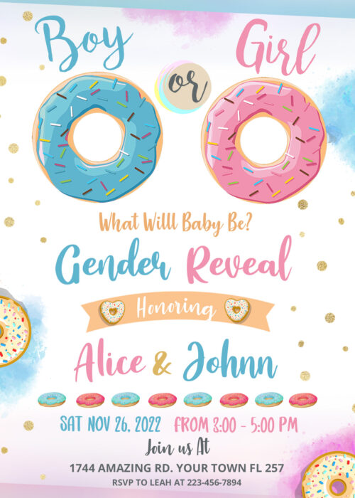 Donuts Gender Reveal Invitation