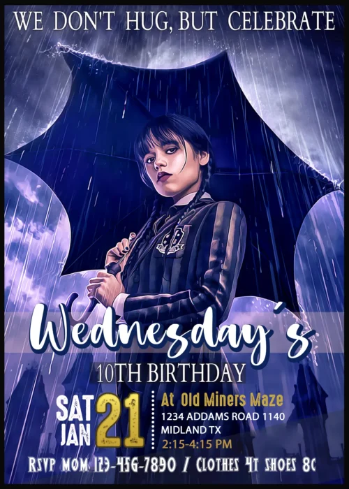 Wednesday Addams Birthday Invitation