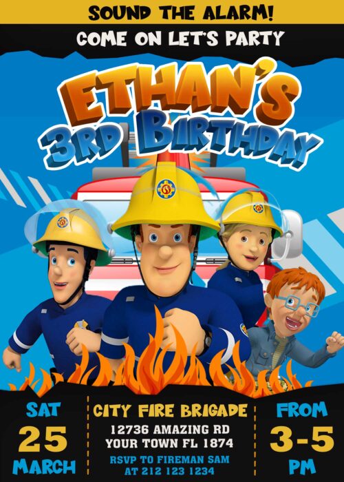 Fireman Sam Birthday Invitation