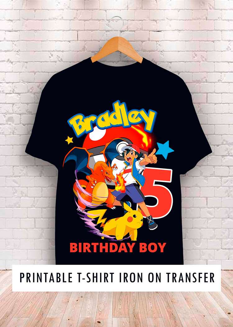 Pokemon characters, iron on T shirt transfer. Choose image and size