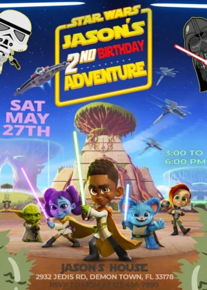 Star Wars Young Jedi Adventures Birthday Invitation