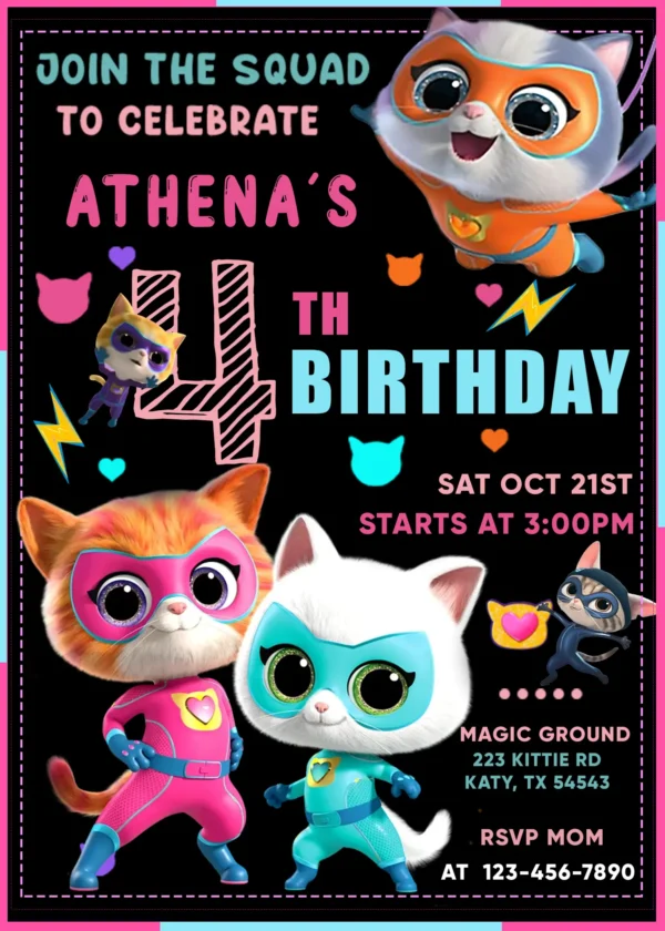 SuperKitties Birthday Invitation