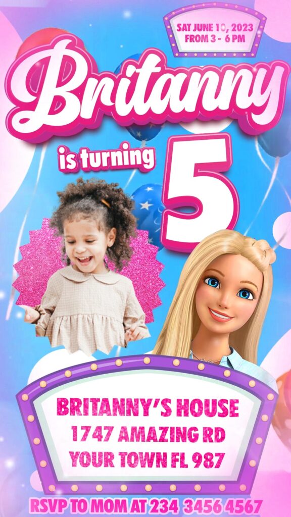 Barbie Birthday Video Invitation