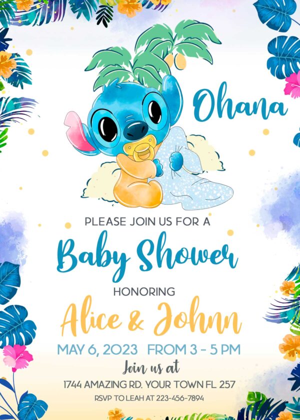 Stitch Bbay Shower Invitation