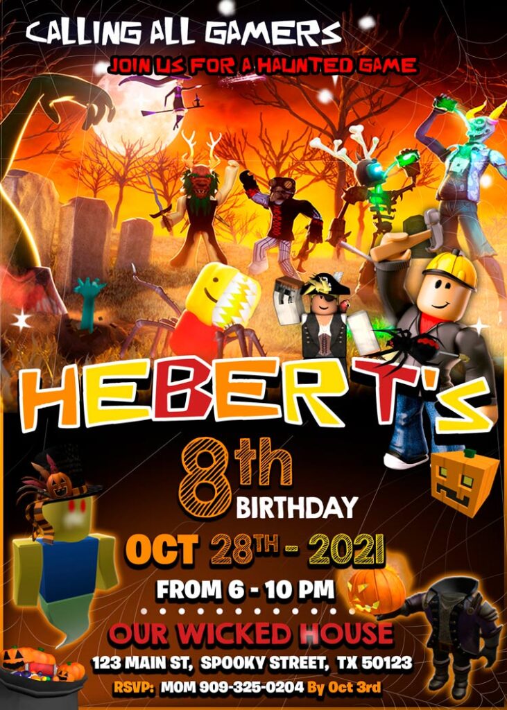 Roblox Invitation Roblox Birthday Invitation Roblox Game 