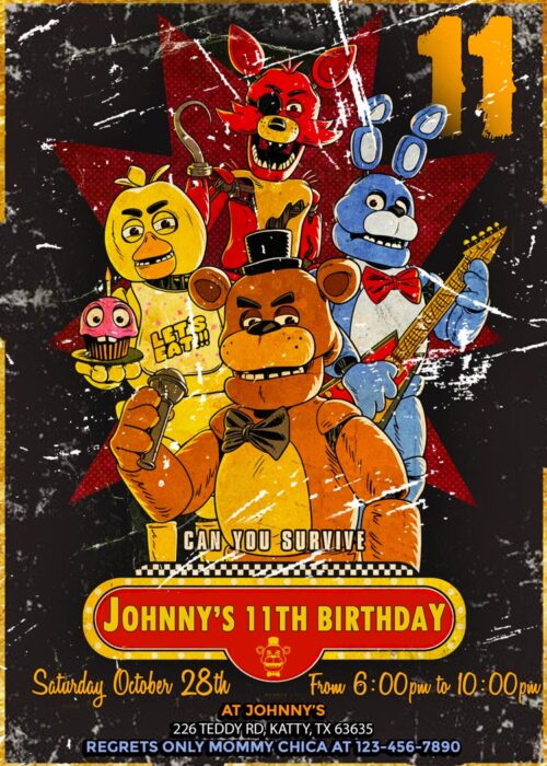 Five Nights at Freddy's Invitation - My Party Templates