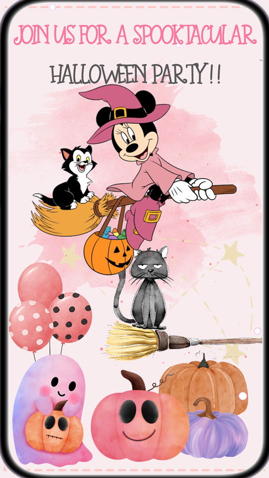 Minnie Halloween Birthday Invitation